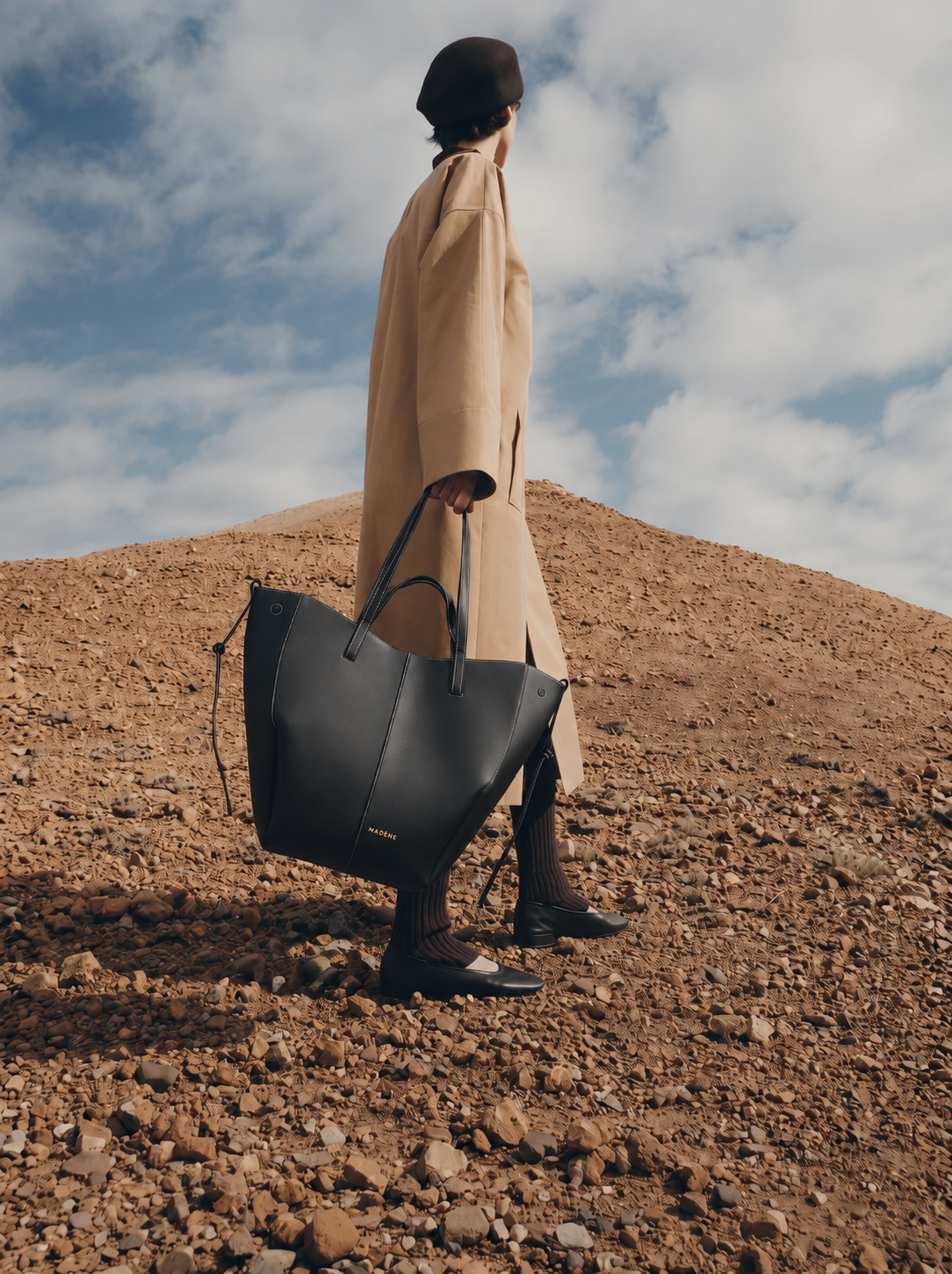 Aveline Tote — Black Grain Écru Stitch
