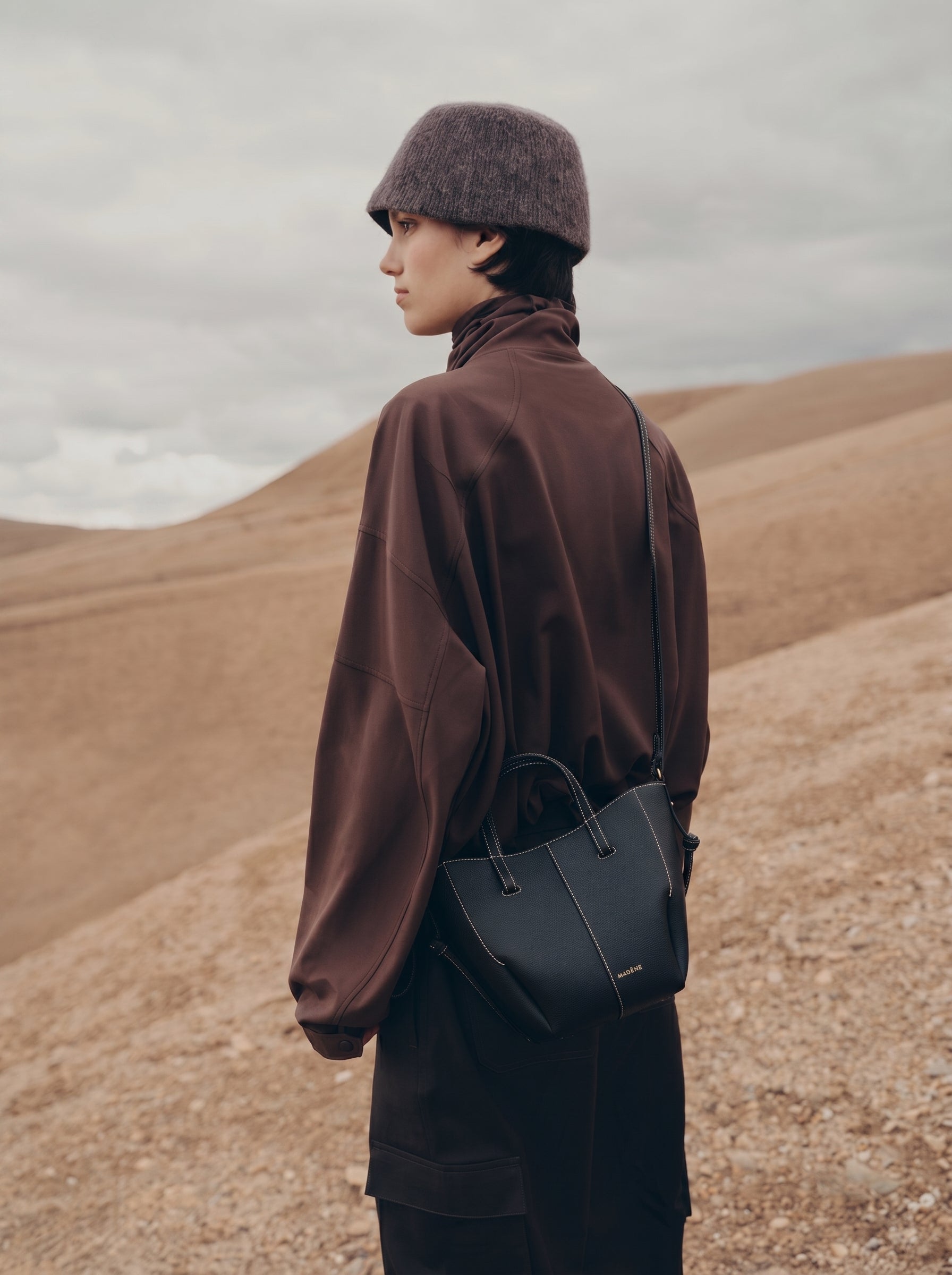 Aveline Tote Nano - Black Grain Écru Stitch