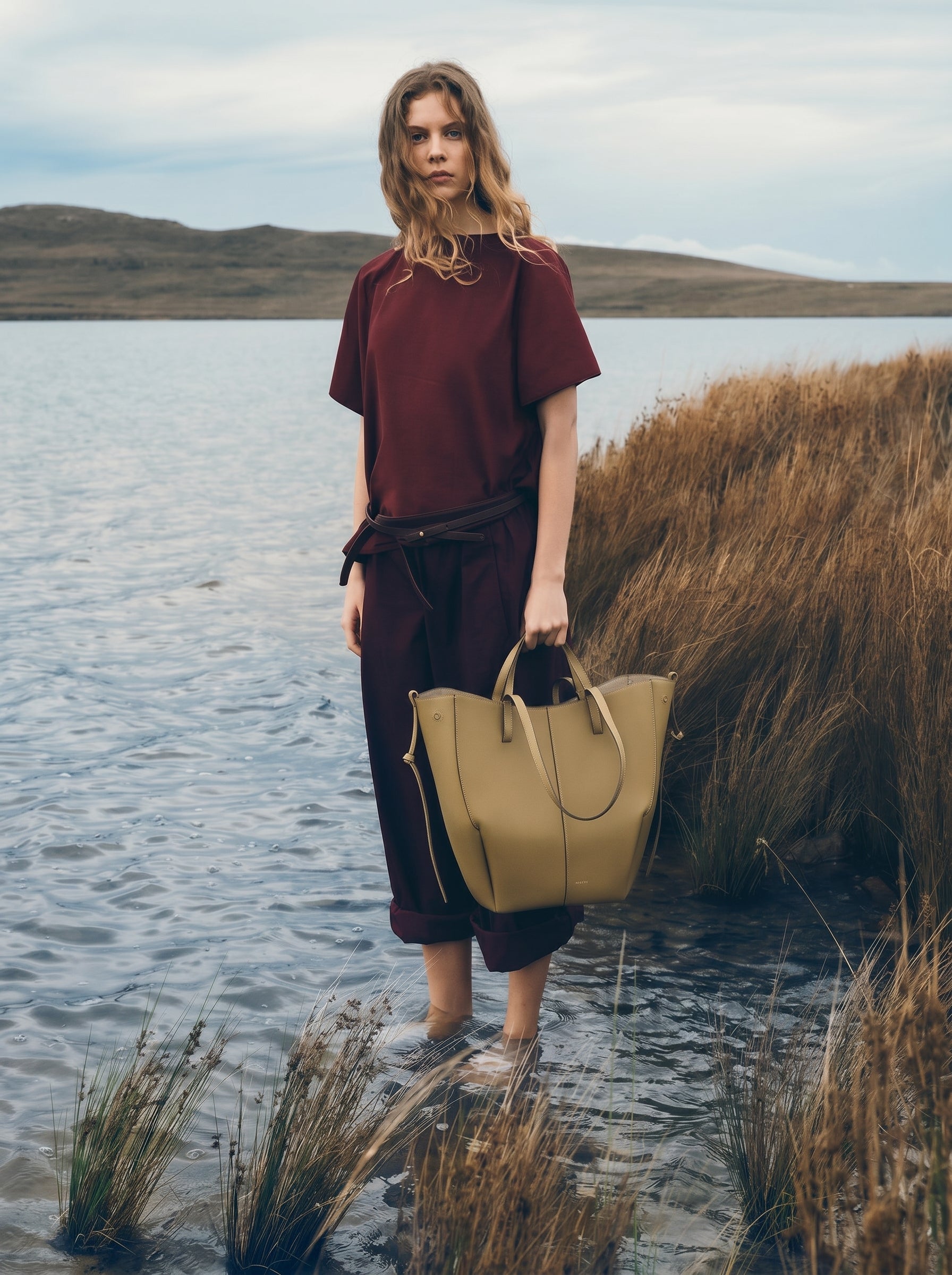 Aveline Tote - Textured Smoky Olive