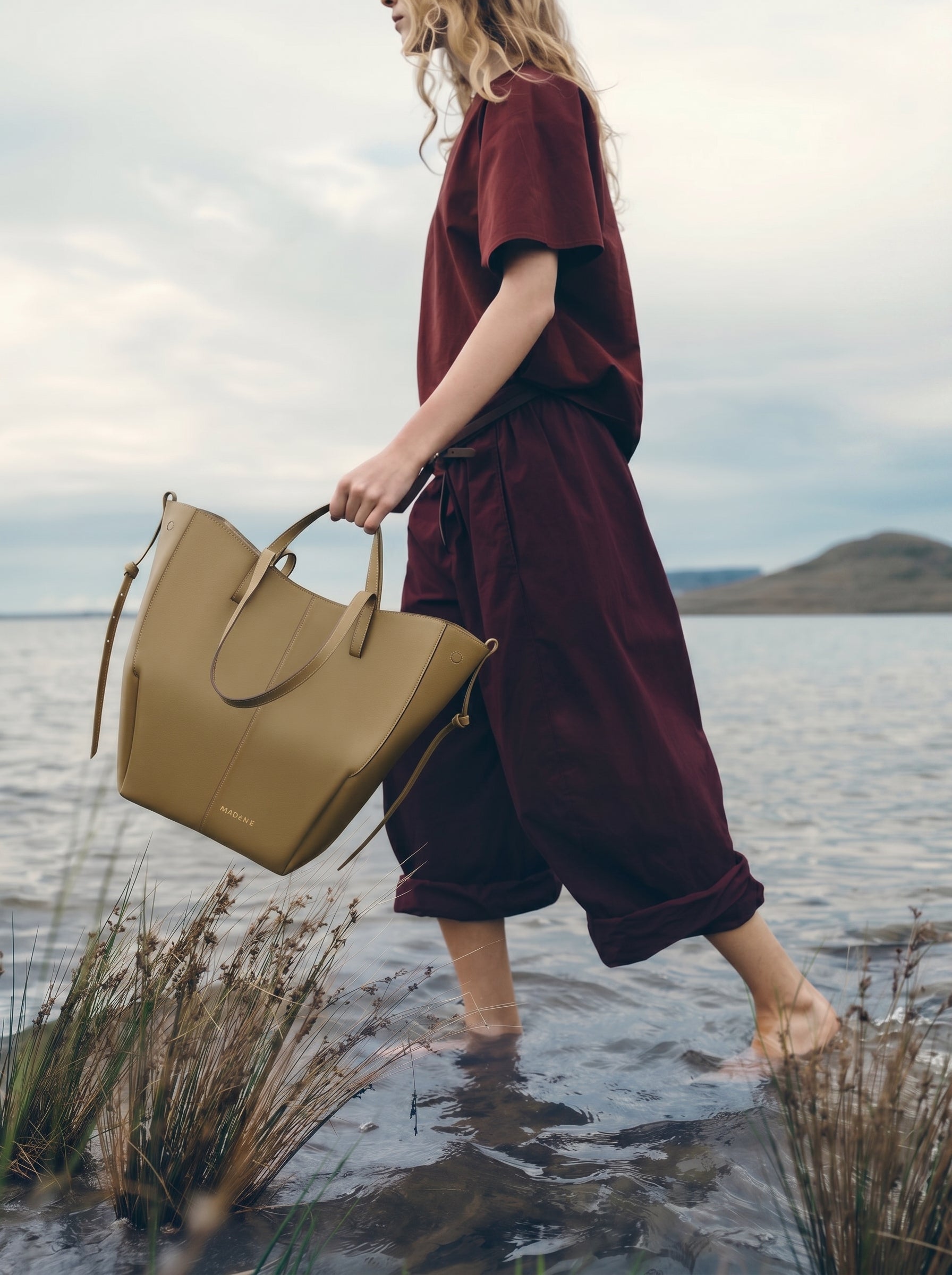 Aveline Tote - Textured Smoky Olive